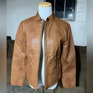 Brown Faux Leather Jacket